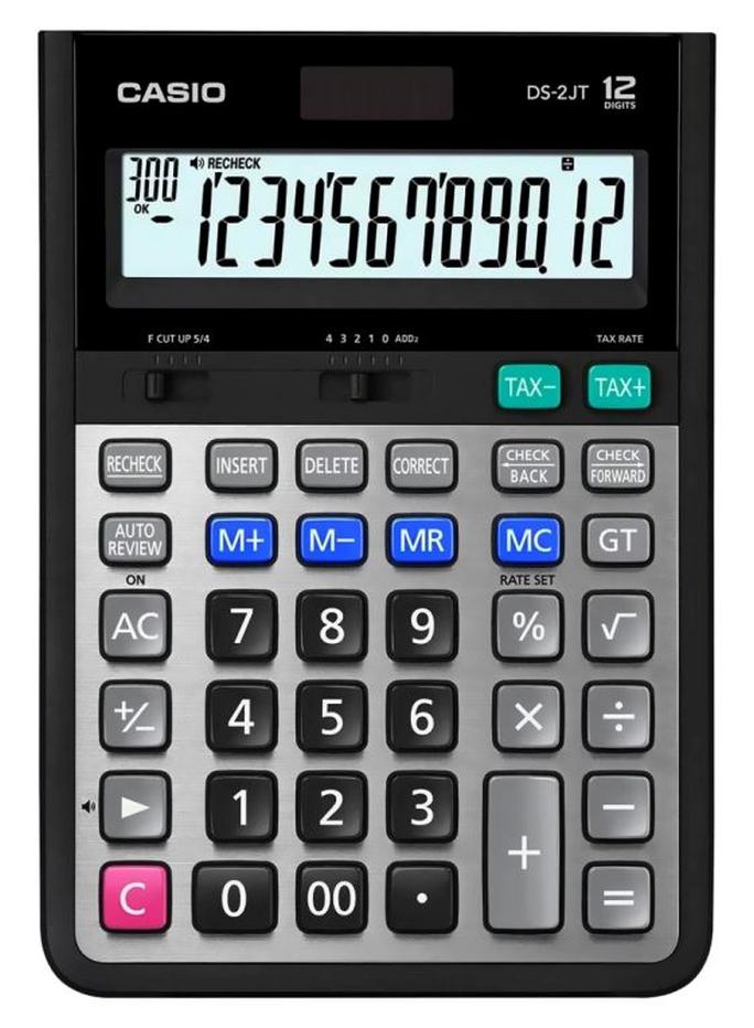 كاسيو آلة حاسبة مكتبية مكونة من 12 رقماً رمادي / أسود / أحمر - Image 1