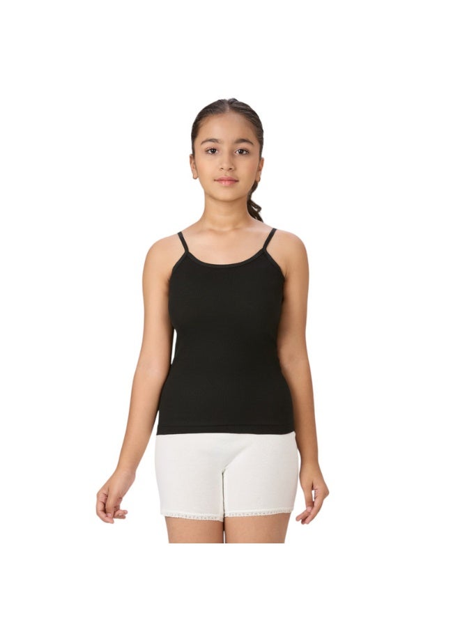 BYC Girls 100% Combed Cotton Skin Friendly Camisole Vest Tank Top - Black (1Pc Pack) Black - Image 3