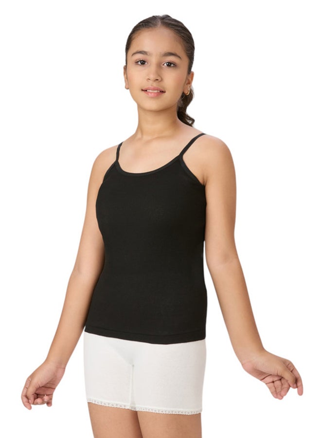 BYC Girls 100% Combed Cotton Skin Friendly Camisole Vest Tank Top - Black (1Pc Pack) Black - Image 3