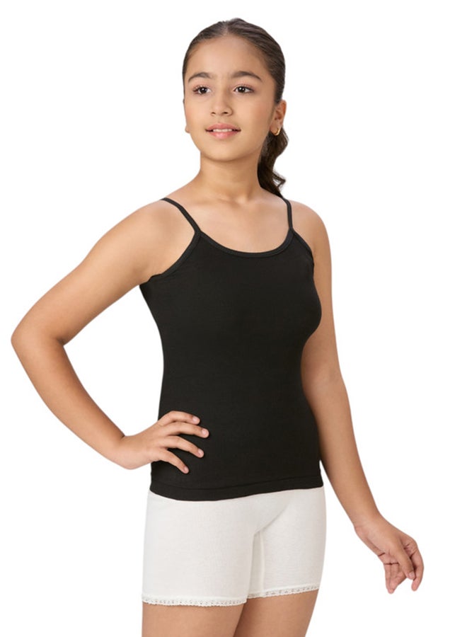 BYC Girls 100% Combed Cotton Skin Friendly Camisole Vest Tank Top - Black (1Pc Pack) Black - Image 4