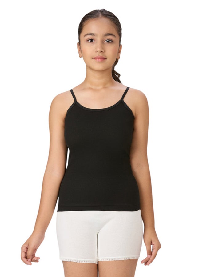 BYC Girls 100% Combed Cotton Skin Friendly Camisole Vest Tank Top - Black (1Pc Pack) Black - Image 2