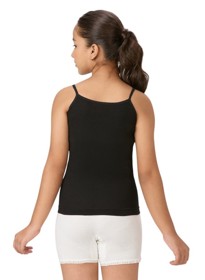 BYC Girls 100% Combed Cotton Skin Friendly Camisole Vest Tank Top - Black (1Pc Pack) Black - Image 5