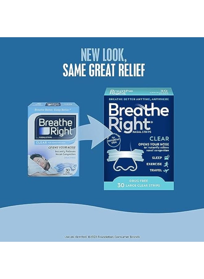 Breathe Right - Nasal Strips Clear Large 30 Count (Packaging May Vary) - Image 1