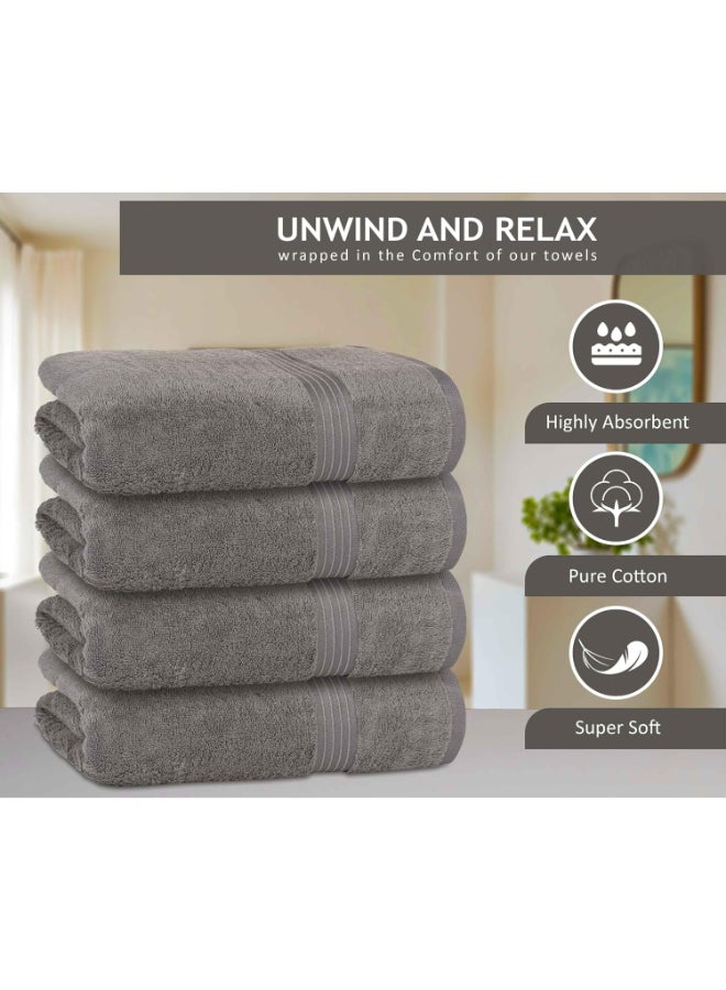 Bliss Casa 4-Piece Bath Towels, 100% Combed Cotton 550 GSM Superior Quality, Quick Dry Highly Absorbent Thick Soft Hotel Towles for Bath And Spa Bathroom Towel Set Grey 70x140cm Grey 70x140cm - Image 5
