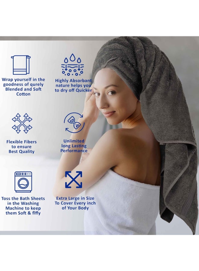 Bliss Casa 4-Piece Bath Towels, 100% Combed Cotton 550 GSM Superior Quality, Quick Dry Highly Absorbent Thick Soft Hotel Towles for Bath And Spa Bathroom Towel Set Grey 70x140cm Grey 70x140cm - Image 4