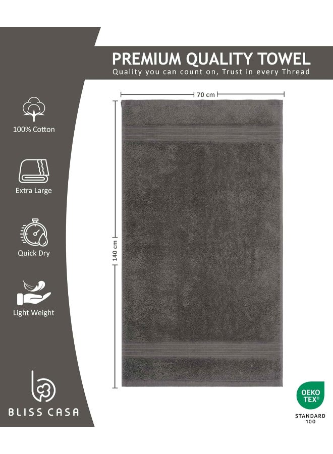 Bliss Casa 4-Piece Bath Towels, 100% Combed Cotton 550 GSM Superior Quality, Quick Dry Highly Absorbent Thick Soft Hotel Towles for Bath And Spa Bathroom Towel Set Grey 70x140cm Grey 70x140cm - Image 2