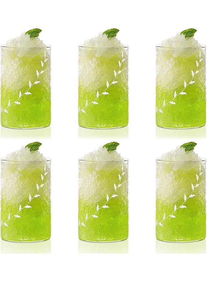 BOROSIL VISION GLASS SET WHITE KRIP MEDIUM 295 ML|CLEAR HIGH BALL|TRANSPARENT|TUMBLER FOR WATER, JUICE, COCKTAIL, MOCKTAIL|6 PC GLASS SET Clear - Image 1