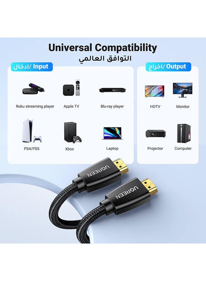 يو جرين - كابل فيديو HDMI 2.0 مضفر بشريحة 1M بسرعة نقل عالية 18 جيجابت في الثانية وبجودة 4K عند تردد 60 هرتز من HDMI إلى HDMI بدقة فائقة الوضوح وبتصميم ثلاثي الأبعاد متوافق مع أجهزة ماك بوك برو وأجهزة التلفزيون بدقة فائقة الوضوح وأجهزة نينتندو سويتش وإكس بوكس وبلايستيشن 5/4 وأجهزة اللابتوب - بطول 1 متر أسود - Image 1