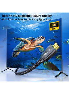 يو جرين كابل فيديو HDMI 2.0 مضفر بشريحة 1M بسرعة نقل عالية 18 جيجابت في الثانية وبجودة 4K عند تردد 60 هرتز من HDMI إلى HDMI بدقة فائقة الوضوح وبتصميم ثلاثي الأبعاد متوافق مع أجهزة ماك بوك برو وأجهزة التلفزيون بدقة فائقة الوضوح وأجهزة نينتندو سويتش وإكس بوكس وبلايستيشن 5/4 وأجهزة اللابتوب - بطول 1 متر أسود  - Image 2