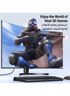 يو جرين كابل فيديو HDMI 2.0 مضفر بشريحة 1M بسرعة نقل عالية 18 جيجابت في الثانية وبجودة 4K عند تردد 60 هرتز من HDMI إلى HDMI بدقة فائقة الوضوح وبتصميم ثلاثي الأبعاد متوافق مع أجهزة ماك بوك برو وأجهزة التلفزيون بدقة فائقة الوضوح وأجهزة نينتندو سويتش وإكس بوكس وبلايستيشن 5/4 وأجهزة اللابتوب - بطول 1 متر أسود  - Image 3
