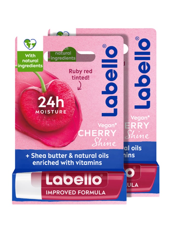 Labello Pack Of 2 Moisturizing Lip Balm Cherry Shine 4.8grams  - Image 1