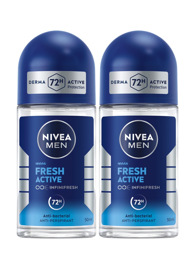 Nivea Fresh Active Antiperspirant Fresh Scent Roll-On Blue 50ml - Image 1