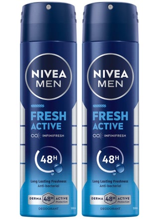 Pack Of 2 Fresh Active Deodorant Spray 150ml - pnsku/N41059236A/45/_/1737985049/6ecd8876-083a-4410-9272-3d6563d1cb5c