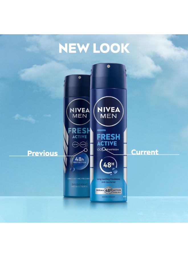 Pack Of 2 Fresh Active Deodorant Spray 150ml