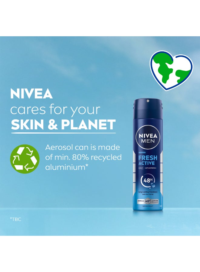 Pack Of 2 Fresh Active Deodorant Spray 150ml