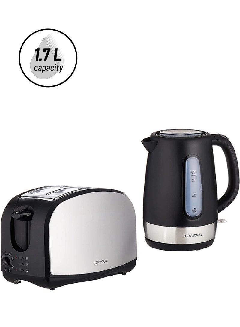 KENWOOD - Bundle Breakfast Set With 1.7L Electric Kettle And 2 Slice Bread Toaster MPM02.000BK 1.7 L 2200 W Tcm01.aobk - Zjp01.aobk Silver/Black - Image 1