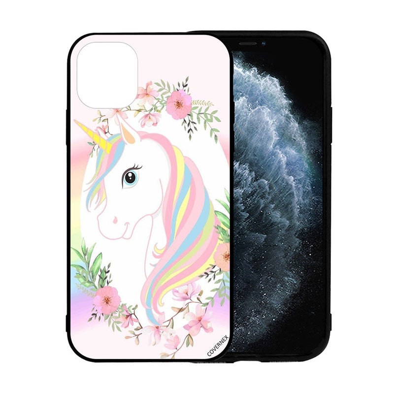 Covernex Apple iPhone 12 Pro Protective Case Cover Printed Featuring Cute Unicorn & Flowers DESIGN_1190 - Image 2