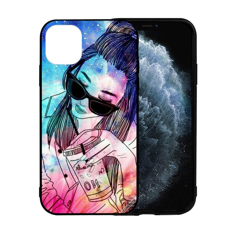 كوفرنيكس غطاء حماية واق لهاتف آيفون 12 برو نمط فتاة ترتدي نظارة شمسية سوداء - Image 2