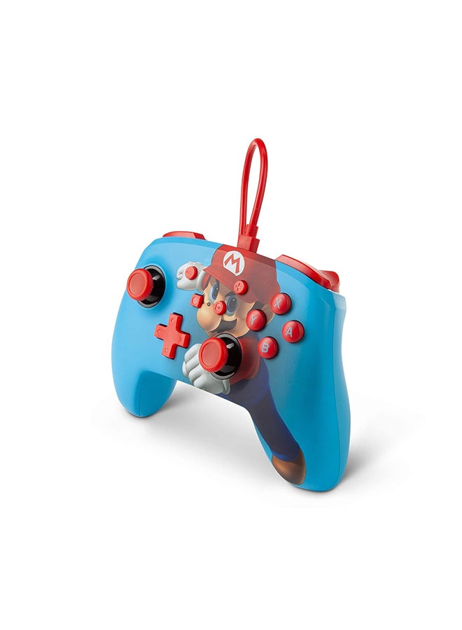 PowerA Enhanced Wired Gaming Controller for Nintendo Switch, Super Mario Bros, Mario Punch, Blue