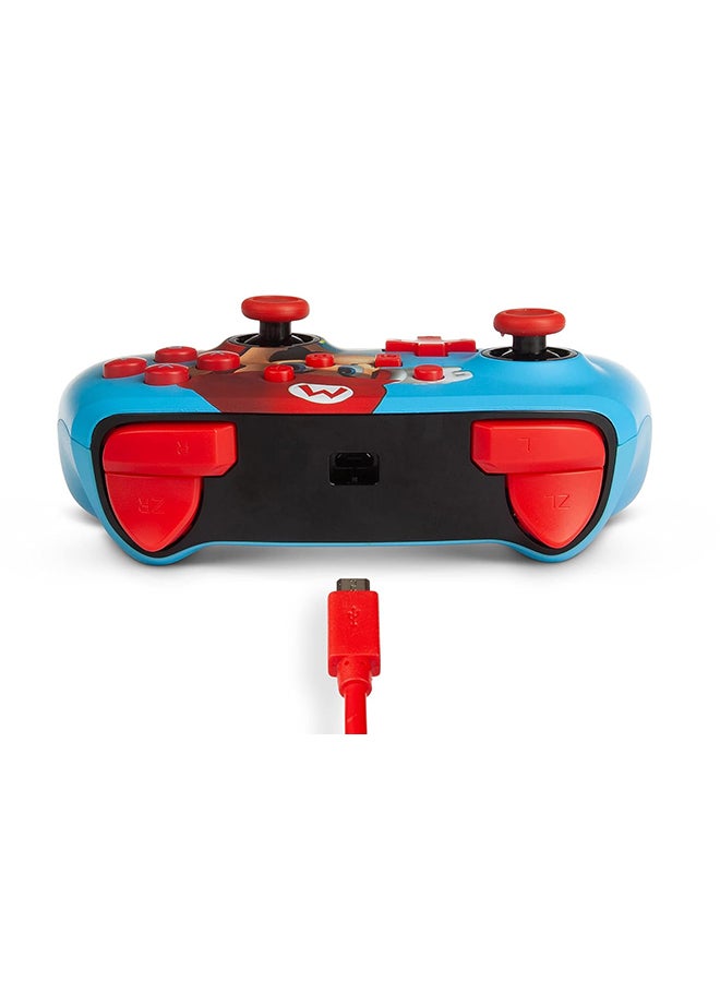 PowerA Enhanced Wired Gaming Controller for Nintendo Switch, Super Mario Bros, Mario Punch, Blue