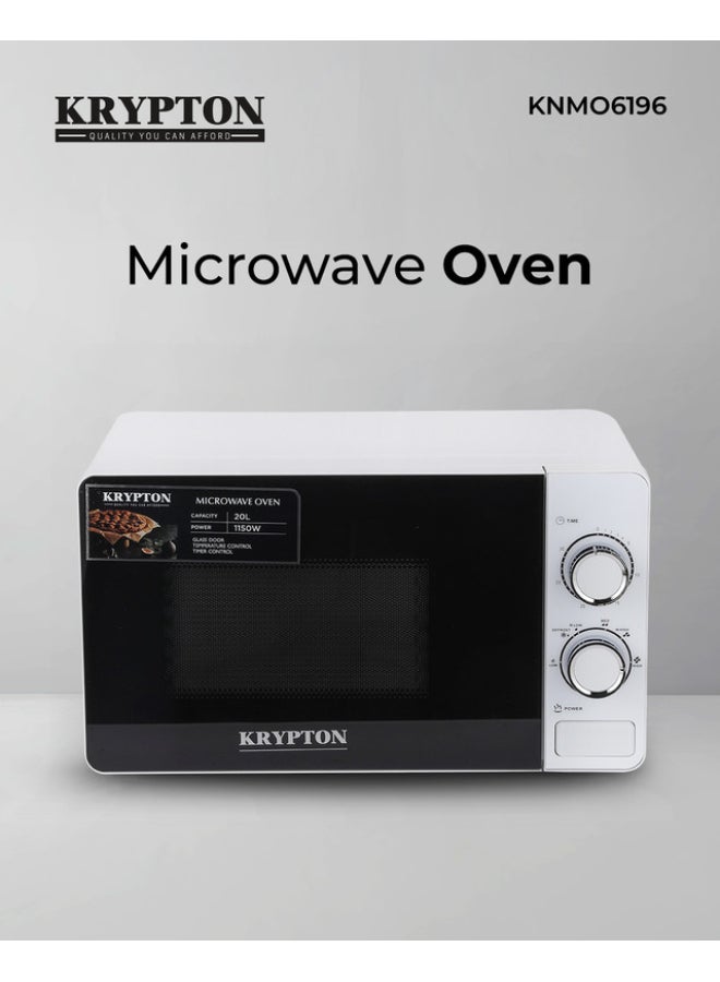 Electric Microwave Oven With 5 Power Levels | 30 Minute Timer with Cooking End Signal | 20 L 700 W KNMO6196 White