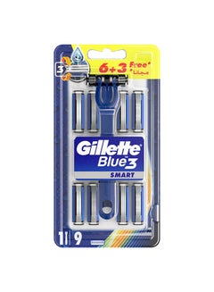 Gillette Pack Of 9 Blue 3 Smart Razor Blade Refills Silver  - Image 1