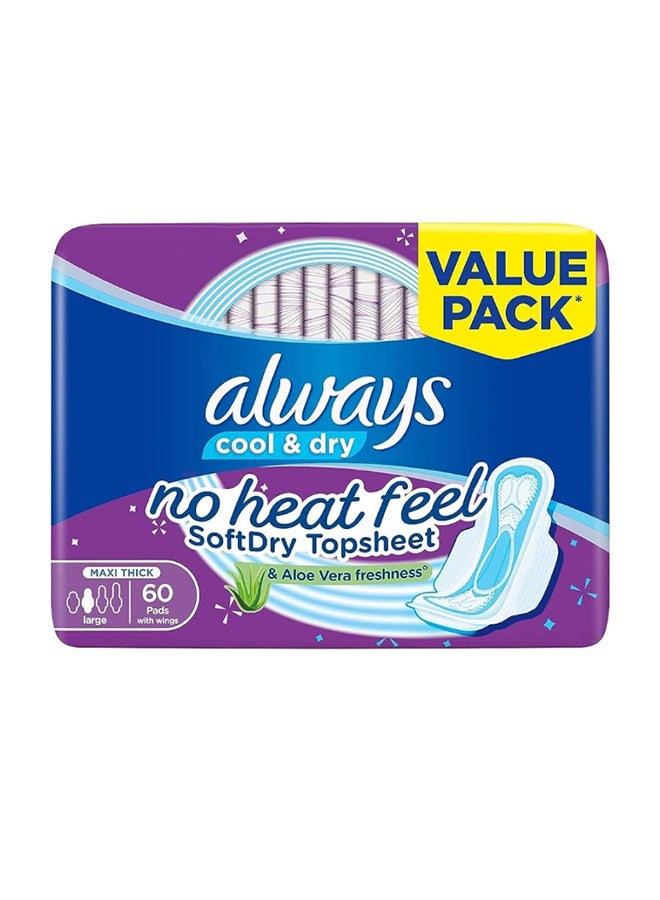 Always Clean And Dry Maxi Thick Sanitary Pads With Wings, Large pack of 3, 3x60 Count White  - Image 1
