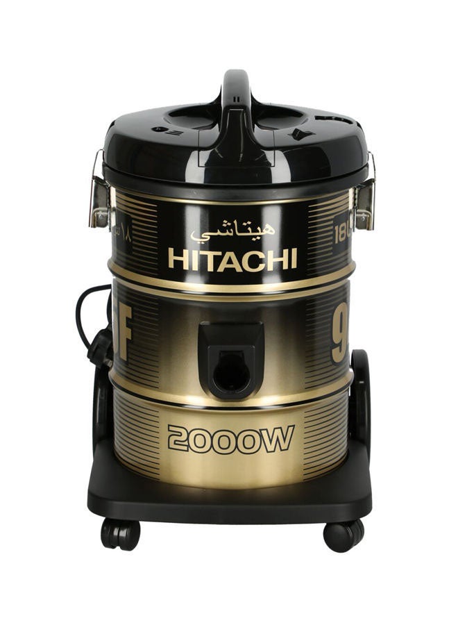 هيتاشي مكنسة كهربائية برميلية بقدرة 2000 وات وسعة 18 لتراً 18 L 2000 W CV-945F SS220 BK أسود/ذهبي - Image 2