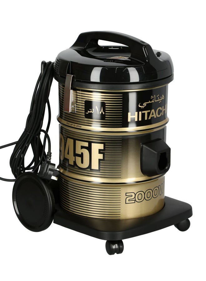 هيتاشي مكنسة كهربائية برميلية بقدرة 2000 وات وسعة 18 لتراً 18 L 2000 W CV-945F SS220 BK أسود/ذهبي - Image 4