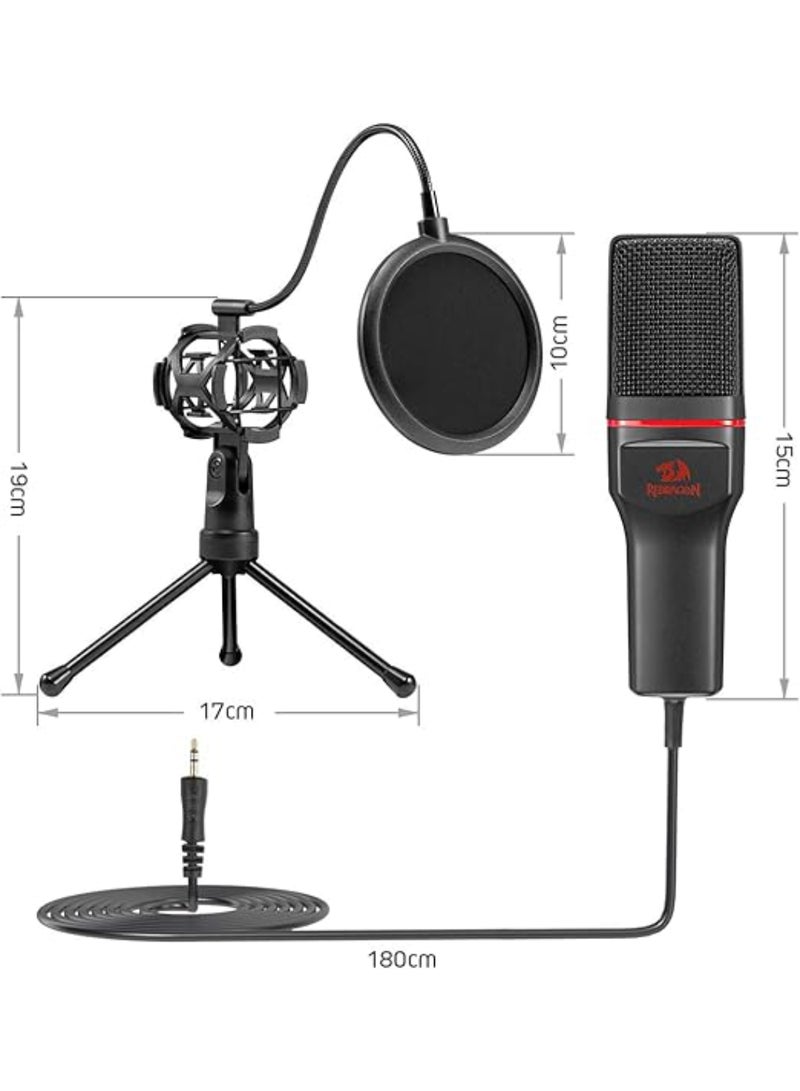 REDRAGON - GM100 Professional Studio Condenser Microhone Computer PC MC Kit with 3.5mm XLR/Pop Filter/Tripod Stand/Shock Mount for Gaming Streaming Recording Podcasting Broadcasting - Image 1