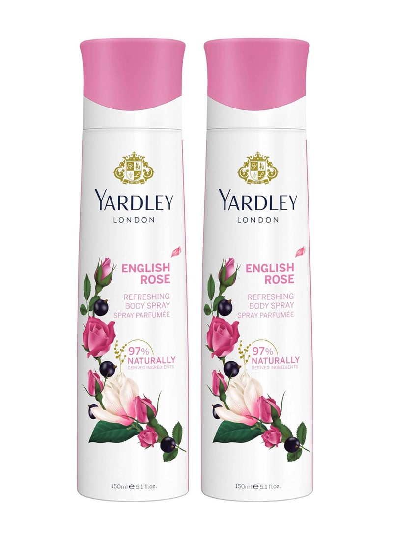 ياردلي مجموعة بخاخات معطرة برائحة الورد الإنجليزي من قطعتين 150ملليلتر - Image 1