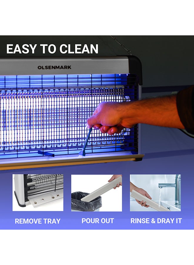 Electric Insect Killer- Automatic Pest and Fly Killing Machine, Energy Saving- Natural and Chemical Free, Advanced Technology with Low Power Consumption 30 W OMBK1512 White/Light Blue