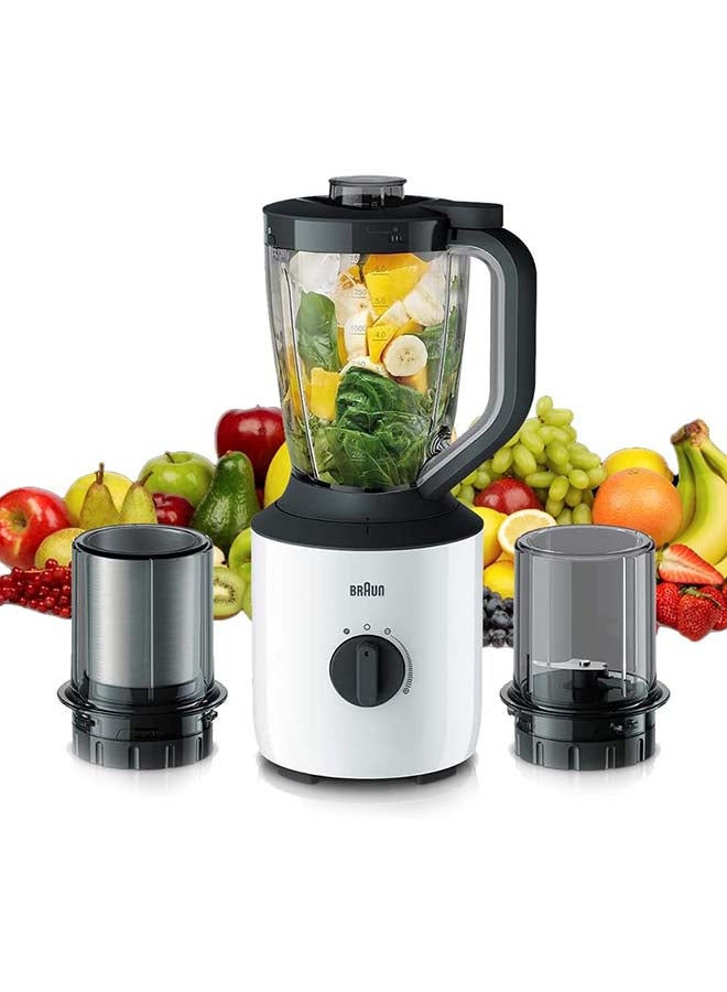 Power Blender, Varaible Speeds, Pulse Function, Chopper Attachmnet, Grinder Attachment, Dishwasher Safe 2 L 800 W JB3123WH White