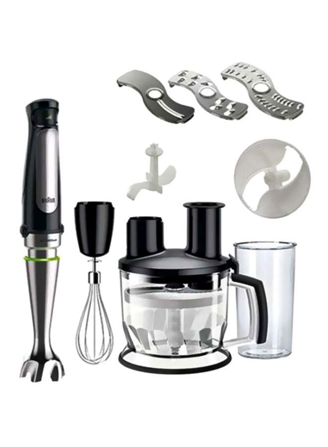 BRAUN Multi Quick 7, 1.5L Food Processor, 0.600L Beaker, Whisk, Stainless Steel Shaft, Splash Control, MQ7075X Black/Silver/Clear - Image 1