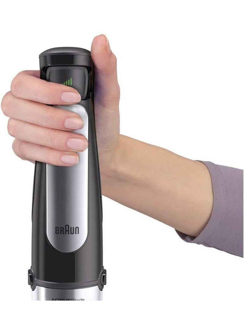 براون خلاط يدوي, مالتي كويك 7, كوب 0.6  لتر, خافق, عمود من الفولاذ مقاوم للصدأ, تحكم فى رذاذ الماء MQ7075X أسود/ فضي/ شفاف - Image 4