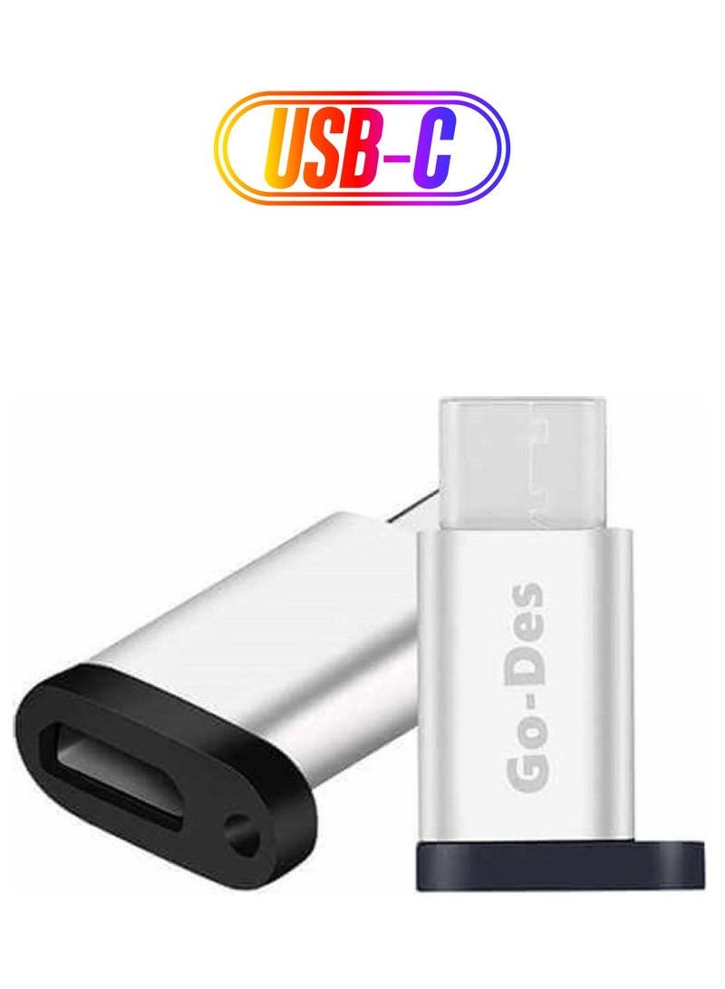 GO-DES USB-C Male To Micro USB Female Charger Connector With Keychain Silver - Image 1