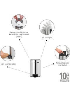 brabantia Pedal Bin Newicon With Plastic Inner Bucket Brilliant Steel 3Liters  - Image 3