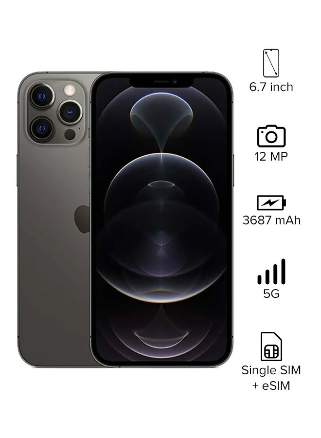 ابل  هاتف آيفون 12 برو ماكس بتطبيق فيس تايم وبلون رصاصي داكن وذاكرة داخلية سعة 128 جيجابايت ويدعم تقنية 5G - المواصفات العالمية - Image 1