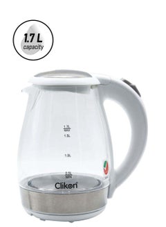 كليكون غلاية ماء كهربائية بهيكل مصنوع من الزجاج مع مؤشر LED مضيئ 1.7 L 1850 W CK5128 أبيض/ شفاف  - Image 1