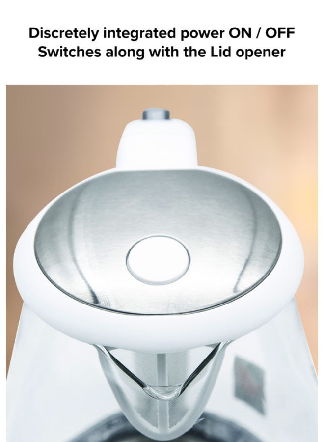 كليكون غلاية ماء كهربائية بهيكل مصنوع من الزجاج مع مؤشر LED مضيئ 1.7 L 1850 W CK5128 أبيض/ شفاف - Image 5