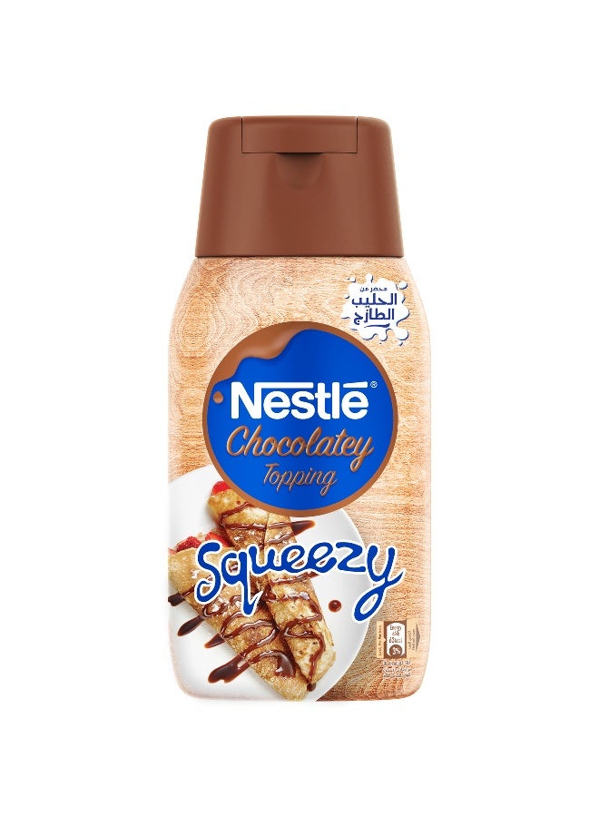 Nestle Squeezy Chocolate Flavored Condensed Milk Topping, Easy to Use 450grams 