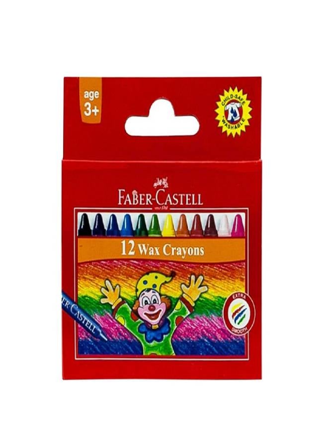 فابير كاستل طقم أقلام تلوين مع قلم برأس من الألياف وأقلام شمع قابلة للغسل مكون من 12 قطعة متعدد الألوان - Image 3