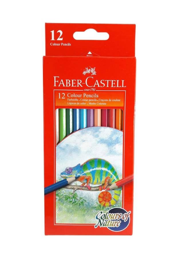 فابير كاستل طقم أقلام تلوين مع قلم برأس من الألياف وأقلام شمع قابلة للغسل مكون من 12 قطعة متعدد الألوان - Image 2
