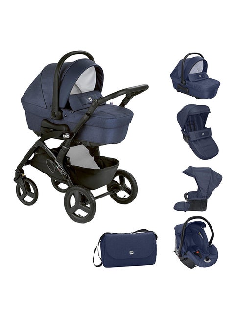 Dinamico Up Frame Plus Modular Smart  Travel System - Navy Blue, From 0 To 4 Years Old, 22 Kg, Spacious And Deeper Carrycot, Aluminium Frame, Portable And Compact Folding, Made In Italy