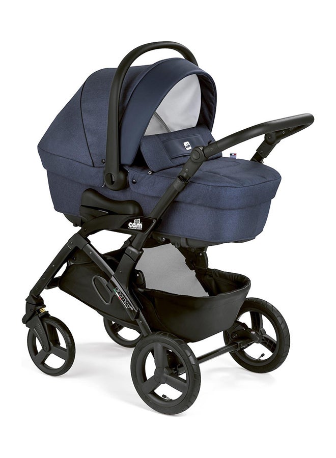 Dinamico Up Frame Plus Modular Smart  Travel System - Navy Blue, From 0 To 4 Years Old, 22 Kg, Spacious And Deeper Carrycot, Aluminium Frame, Portable And Compact Folding, Made In Italy