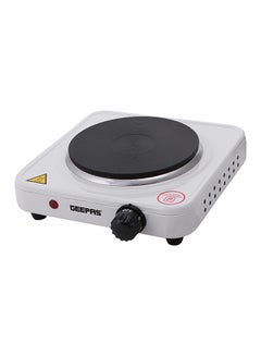 Electric Single Hot Plate for Flexible & Precise Table Top Cooking - Cast Iron Heating Plate - Portable Electric Hob with Temperature Control 1000 W GHP32013 White & black