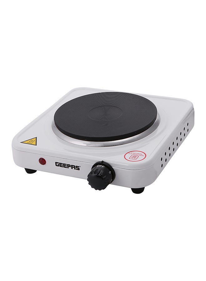 GEEPAS - Electric Single Hot Plate for Flexible & Precise Table Top Cooking - Cast Iron Heating Plate - Portable Electric Hob with Temperature Control 1000 W GHP32013 White & black - Image 1