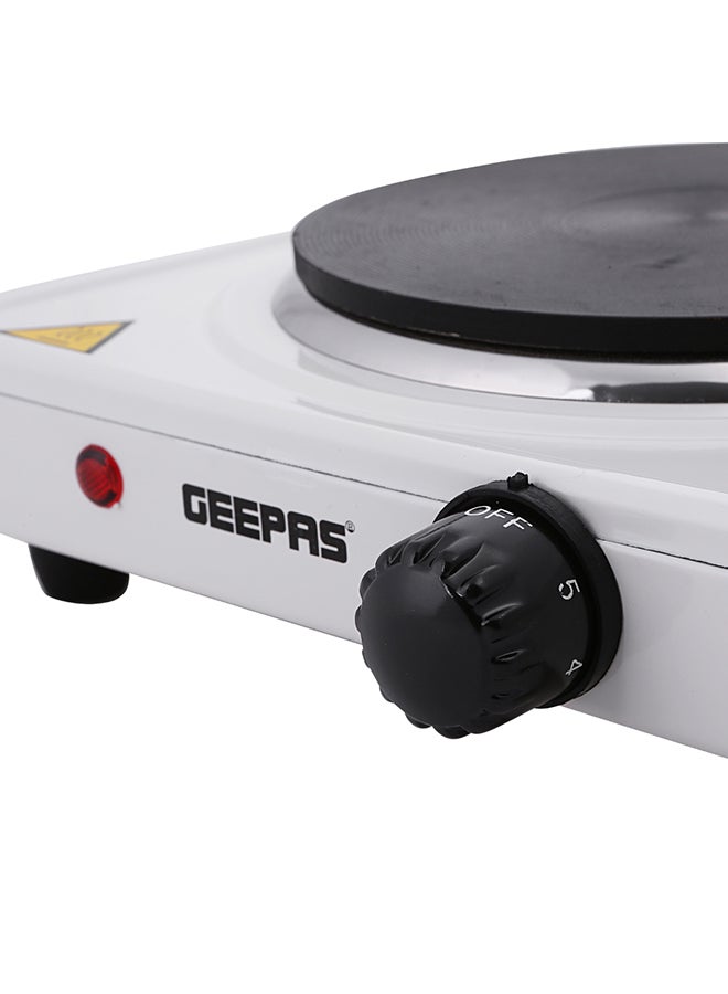 GEEPAS - Electric Single Hot Plate for Flexible & Precise Table Top Cooking - Cast Iron Heating Plate - Portable Electric Hob with Temperature Control 1000 W GHP32013 White & black - Image 1