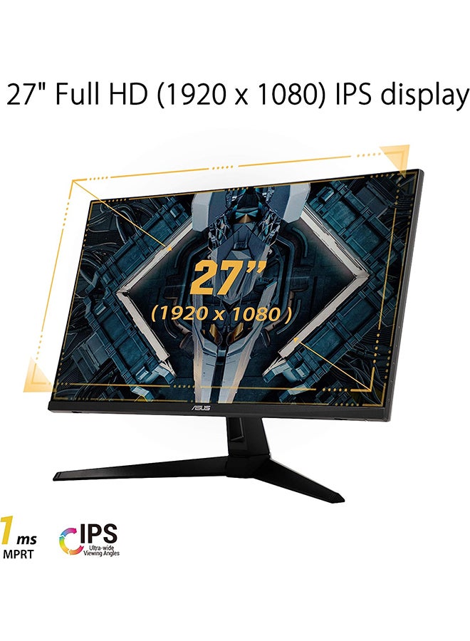 شاشة TUF للألعاب طراز VG279Q1A بدقةٍ كاملة الوضوح مقاس 27 بوصة (1920x1080) بتقنية IPS، زمن استجابة الشاشة 1 مللي ثانية، منفذين HDMI، تقنية DP، معدل تحديث بسرعة 165 هرتز، تقنية فري سينك أسود