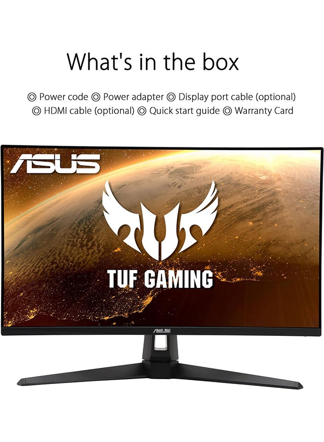 شاشة TUF للألعاب طراز VG279Q1A بدقةٍ كاملة الوضوح مقاس 27 بوصة (1920x1080) بتقنية IPS، زمن استجابة الشاشة 1 مللي ثانية، منفذين HDMI، تقنية DP، معدل تحديث بسرعة 165 هرتز، تقنية فري سينك أسود